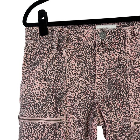 Joie Women's Moto Cargo Skinny Animal Print Blush Pink Pants Size 30 - Picture 3 of 12
